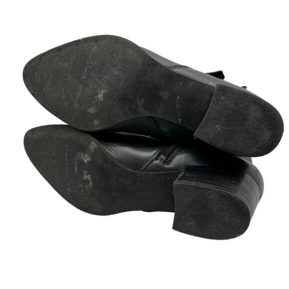 Via Spiga US 8 / 38 Ankle Boots Booties Black Leather Moto Biker Buckles Classic - Picture 7 of 12